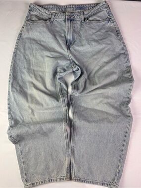 &Denim H&M Women's Barrel Leg Jeans Size 14 Light Wash High Rise Curved Denim